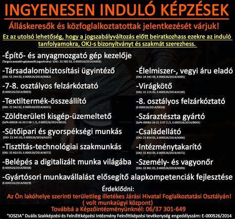 munkaügyi központ által támogatott tanfolyamok 2023